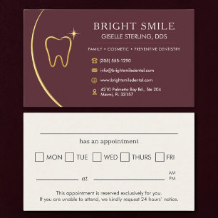 Carte De Visite Bureau de dentiste rendez-vous or bordeaux