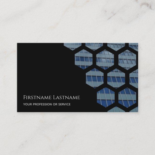 Carte De Visite Bureau de façade en verre noir gratte-ciel rectang (Devant)