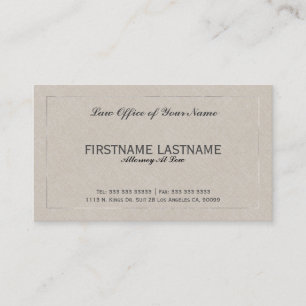 Carte De Visite Bureau De L'Avocat Beige Faux Linen