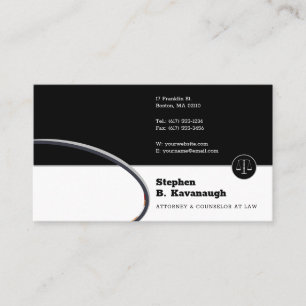 Carte De Visite Bureau de l'avocat   Blanc noir procureur