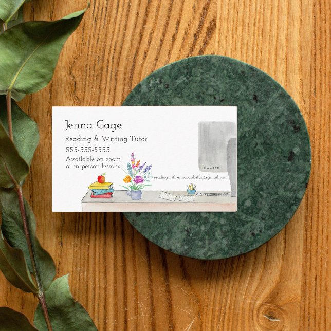 Carte De Visite Bureau de l'enseignant de l'aquarelle Lecture Écri (Créateur téléchargé)