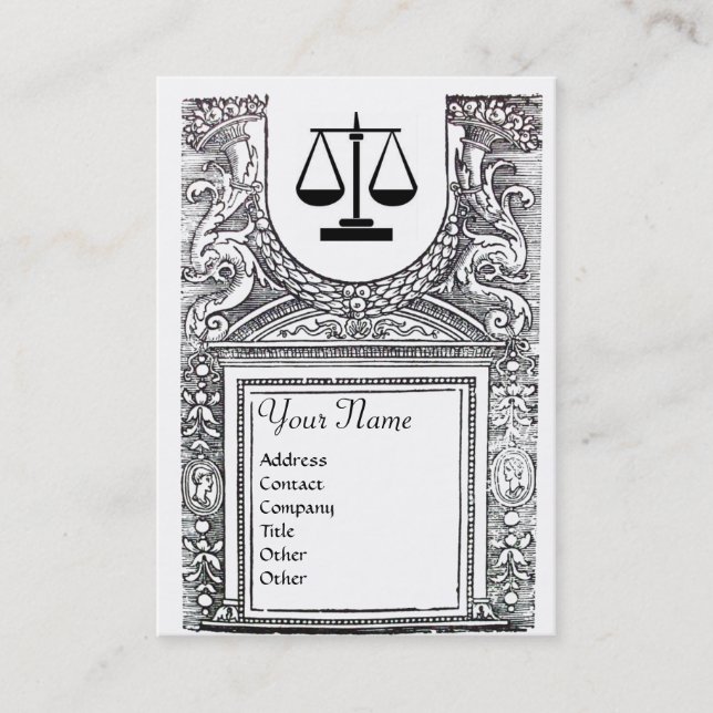 Carte De Visite BUREAU JURIDIQUE, PROCUREUR Black White Monogramme (Devant)