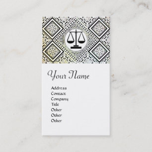 Carte De Visite BUREAU JURIDIQUE, PROCUREUR DAMASK noir blanc