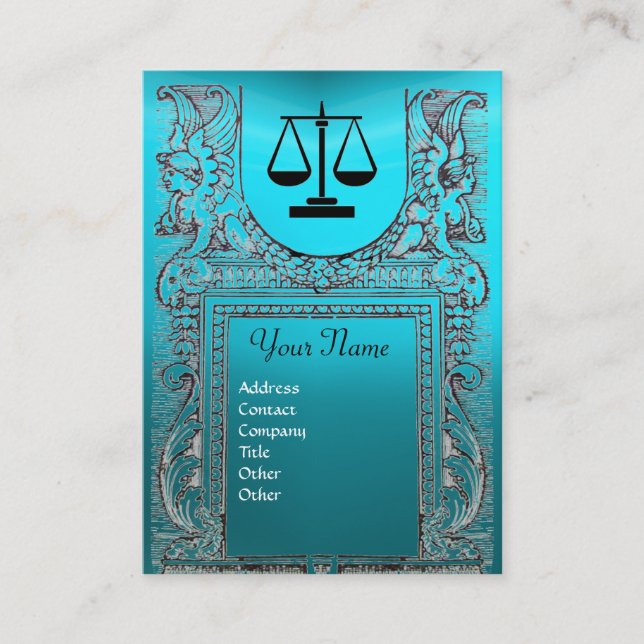 Carte De Visite BUREAU JURIDIQUE, PROCUREUR Monogramme bleu (Devant)