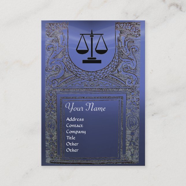 Carte De Visite BUREAU JURIDIQUE, PROCUREUR Monogramme, bleu (Devant)