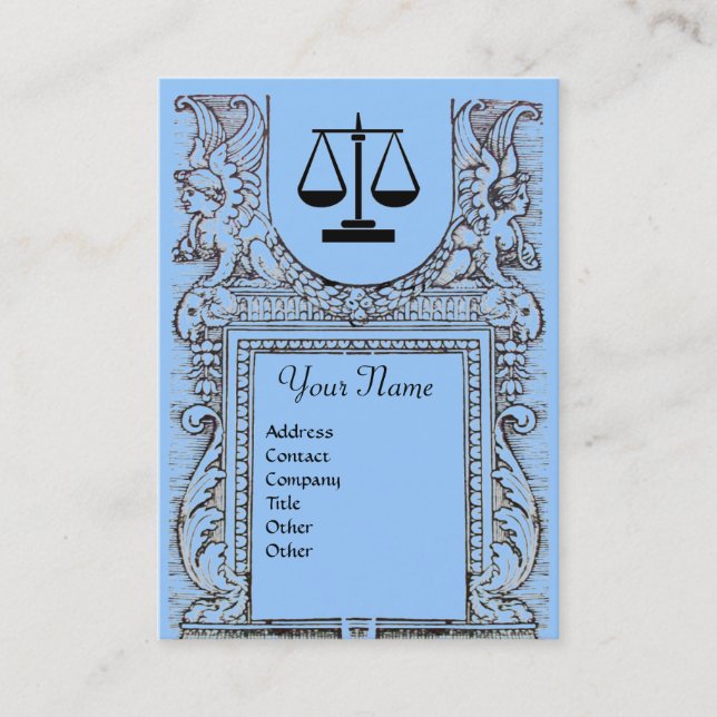 Carte De Visite BUREAU JURIDIQUE, PROCUREUR Monogramme, bleu (Devant)