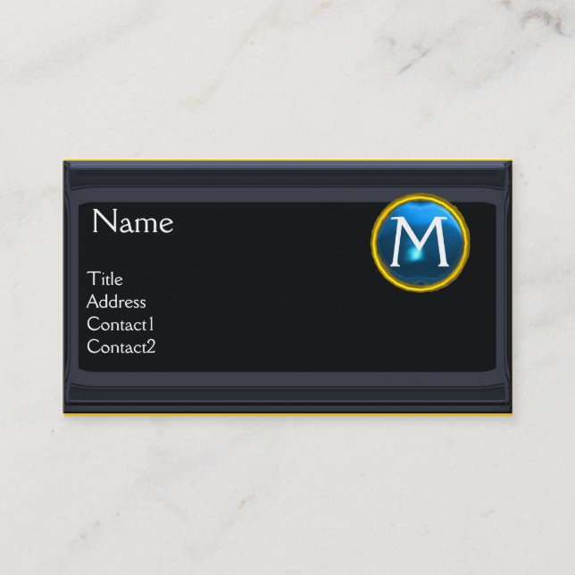 Carte De Visite BUREAU JURIDIQUE, PROCUREUR Monogramme saphir bleu (Devant)
