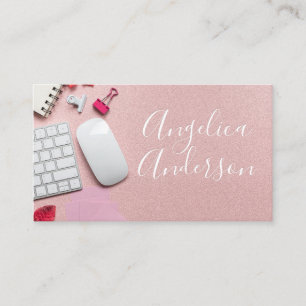 Carte De Visite Bureau Lettres Embossées En Cuir Rose