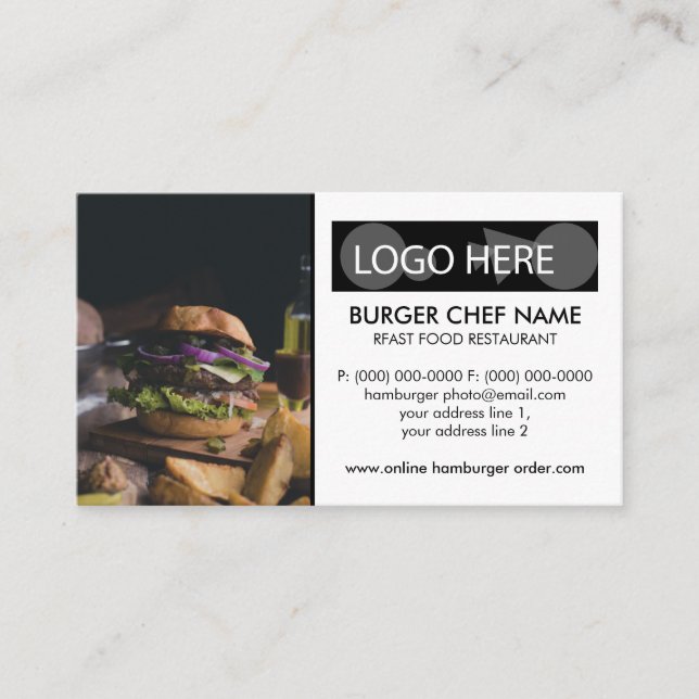 Carte De Visite Burger Fast Food Photo (Devant)