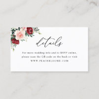Burgundy Blush Floral Mariage Website Détails Cart