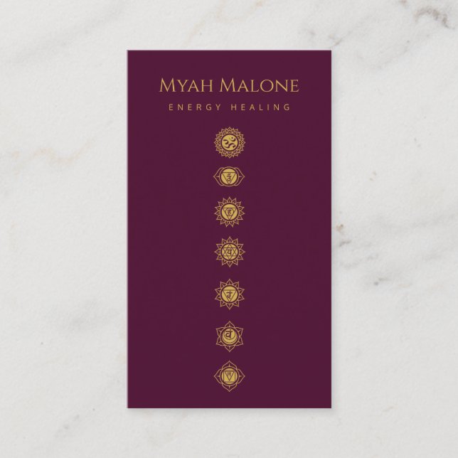 Carte De Visite burgundy & Gold Chakra Energy Healer (Devant)