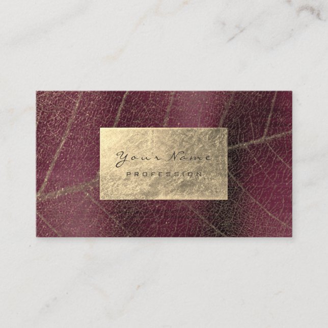 Carte De Visite Burgundy Maroon Gold Sapphire Sepia Foil Botanique (Devant)