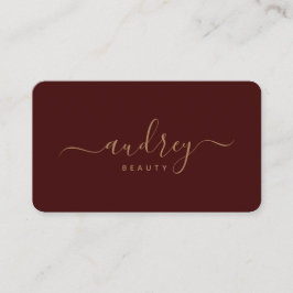 Carte De Visite burgundy moderne et or Signature Typographie