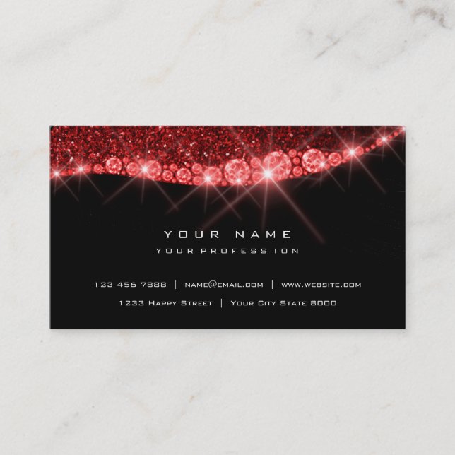 Carte De Visite Burgundy Rouge brillant diamant Parties scintillan (Devant)