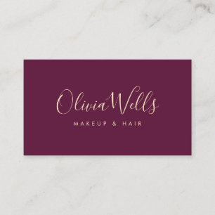 Carte De Visite Burgundy Script manuscrit Social Media Icons