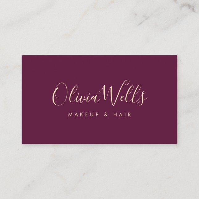 Carte De Visite Burgundy Script manuscrit Social Media Icons (Devant)