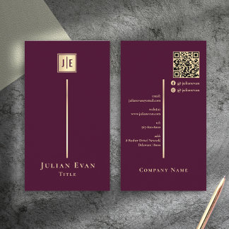 Carte De Visite Burgundy Wine & Gold Elegant Luxe Monogram