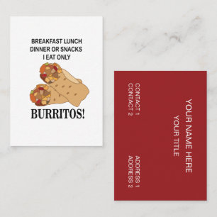 Carte De Visite Burritos Je Ne Mange Que Burrito