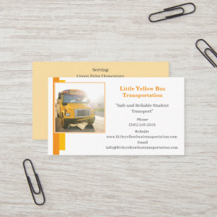 Carte De Visite Bus blanc orange chauffeur Bus scolaire jaune
