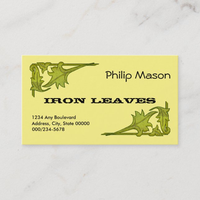 Carte De Visite Bus. Card - Leafy Brackets in Green (Devant)