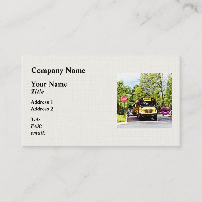 Carte De Visite Bus Scolaires À Arrêt Connexion Printemps (Devant)