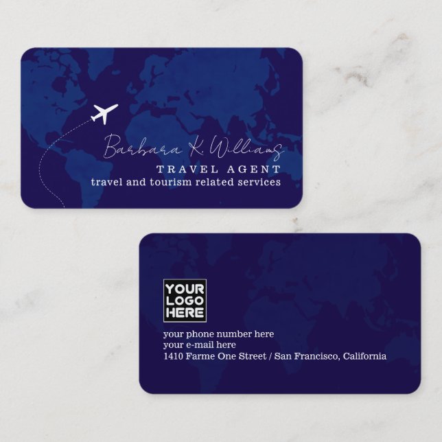 Carte De Visite Business Card for Travel Agents (Devant / Derrière)