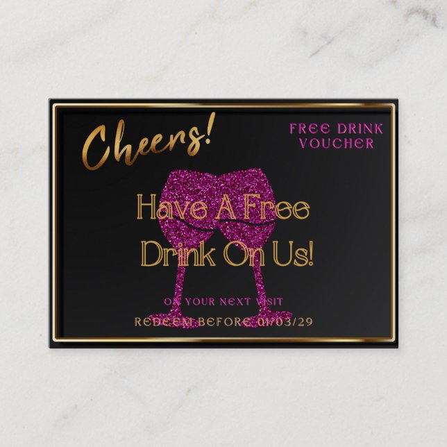 Carte De Visite Business Card Voucher Free Drink Gift Certificate  (Devant)