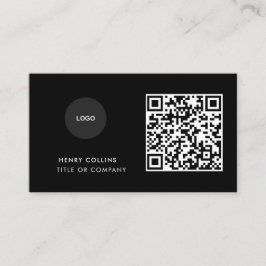 Carte De Visite Business Card with QR Code | Black Modern Design