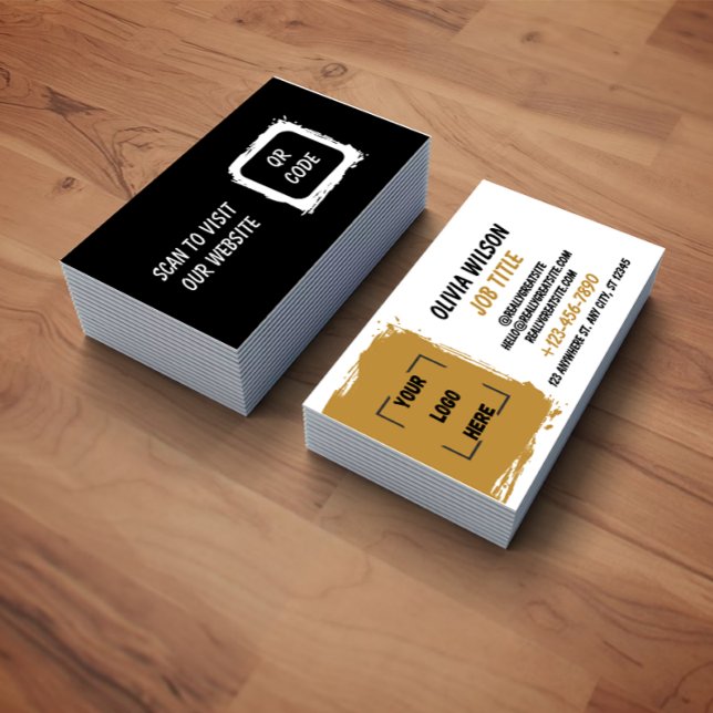 Carte De Visite Business Card with QR Code | Black Modern Design (Créateur téléchargé)