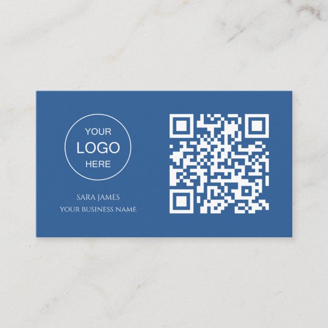 Carte De Visite Business Card with QR Code | Blue Modern Design (Devant)