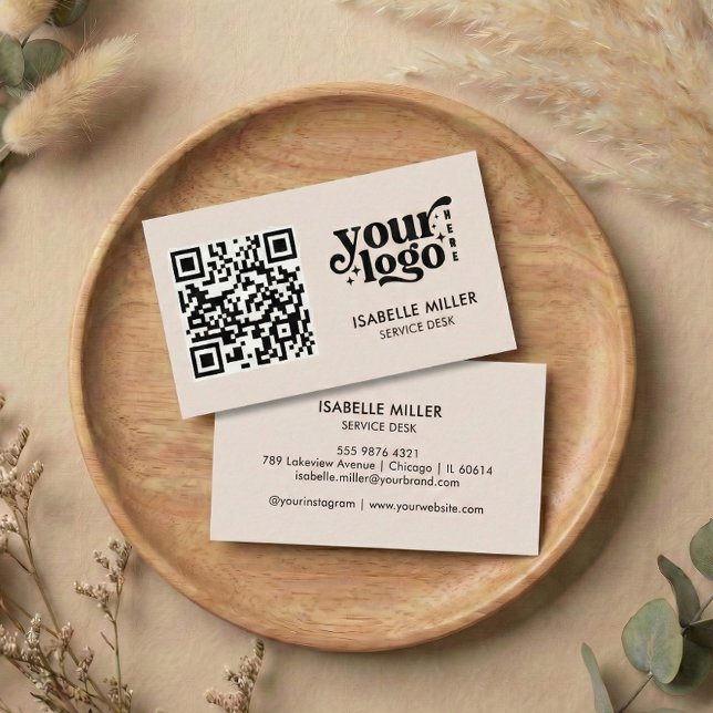 Carte De Visite Business Card with QR Code | Modern Beige Design (Business Card with QR Code | Modern Beige Design)