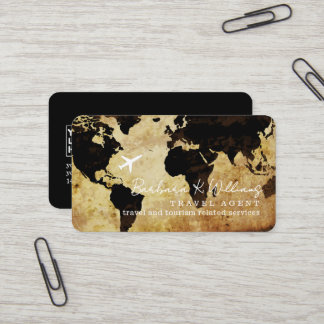 Carte De Visite Business Cards with World Map for Travel Agents