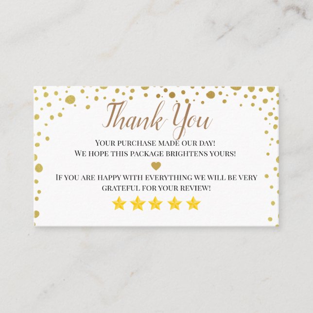 Carte De Visite business merci coeur Gold fait maison (Devant)