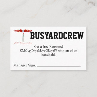 Carte De Visite BUSYARDCREW Coupon