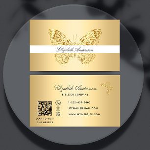 Carte De Visite Butterfly or code QR élégant script