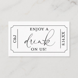 Carte De Visite Buvez un verre sur notre billet de boisson Mariage