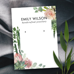 CARTE DE VISITE CACTUS BLANC PROTÉA FOLIAGE STUD EARRÊT AFFICHAG