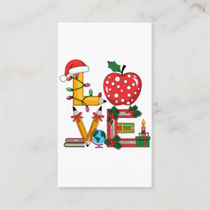 Carte De Visite Cadeau pour Enseignant   Crayon Apple Livres d'Amo