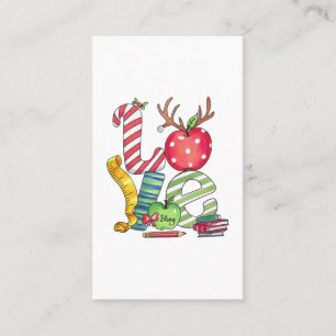 Carte De Visite Cadeau pour l'enseignant Crayon Pomme d'amour