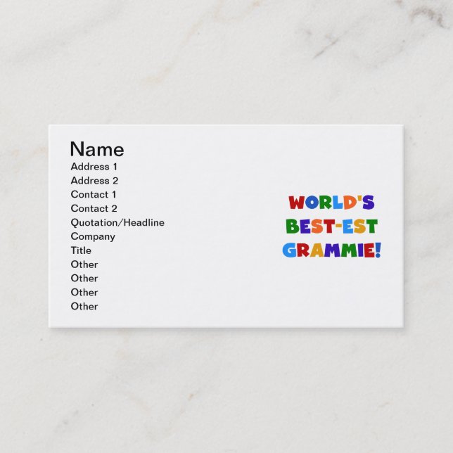 Carte De Visite Cadeaux du Meilleur-est Grammie du monde lumineux (Devant)