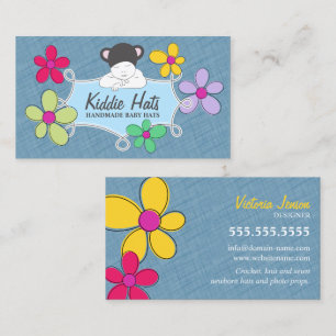 Carte De Visite Cadre bleu floral pour bébé Doodle pour vendeurs a