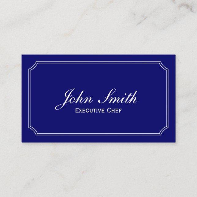 Carte De Visite Cadre classique Marine Blue Chef Professionnel (Devant)
