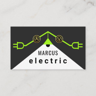 Carte De Visite Cadre de câblage électrique vert sur le toit