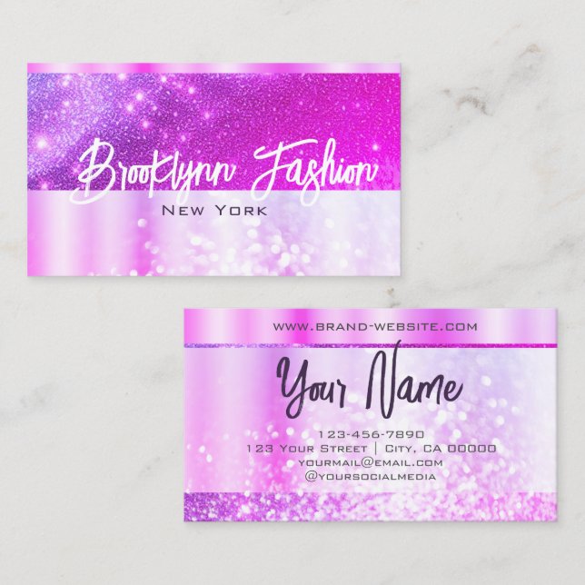 Carte De Visite Cadre De Luxe Design Vibrant Fille Rose Chic Ombre (Devant / Derrière)