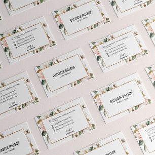 Carte De Visite Cadre de Parties scintillant d'or Floral Magnolia 