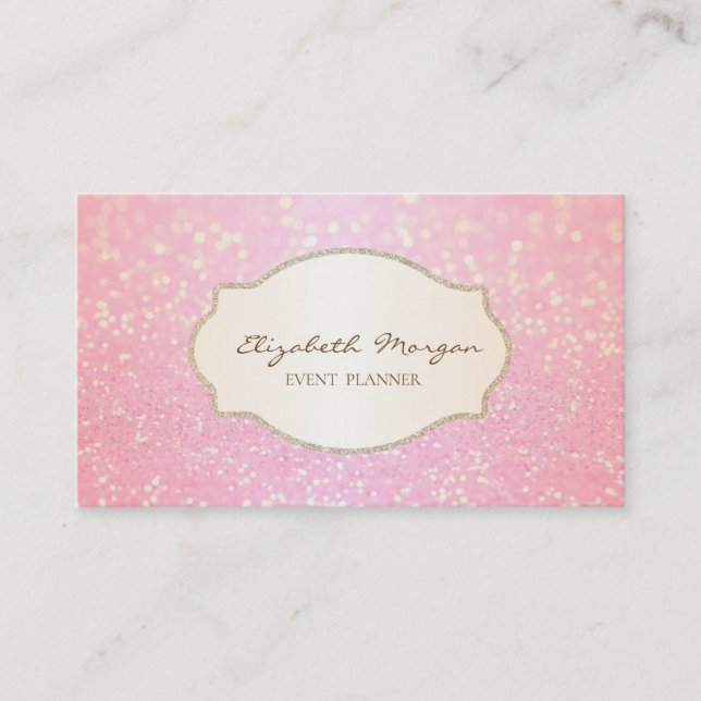 Carte De Visite Cadre de Parties scintillant or Bokeh Glittery mod (Devant)