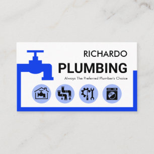 Carte De Visite Cadre de Robinet Fuyant Bleu Élégant