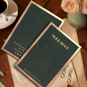 Carte De Visite Cadre d'or vert Boucles d'oreilles de collier mode