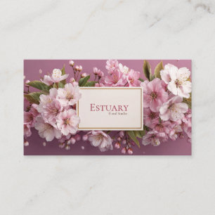 Carte De Visite Cadre doré Fleur de cerisier rose élégant Mauve