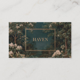 Carte De Visite Cadre doré floral de jardin nocturne élégant